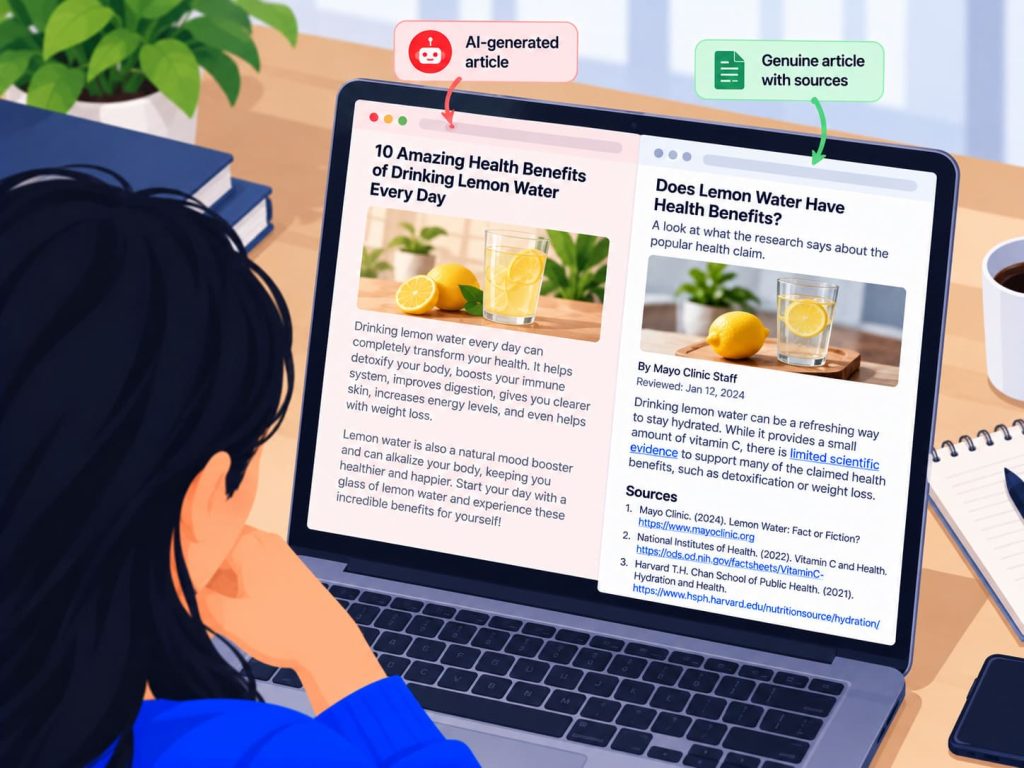 AI-generated content being hollow compared with a genuine article
