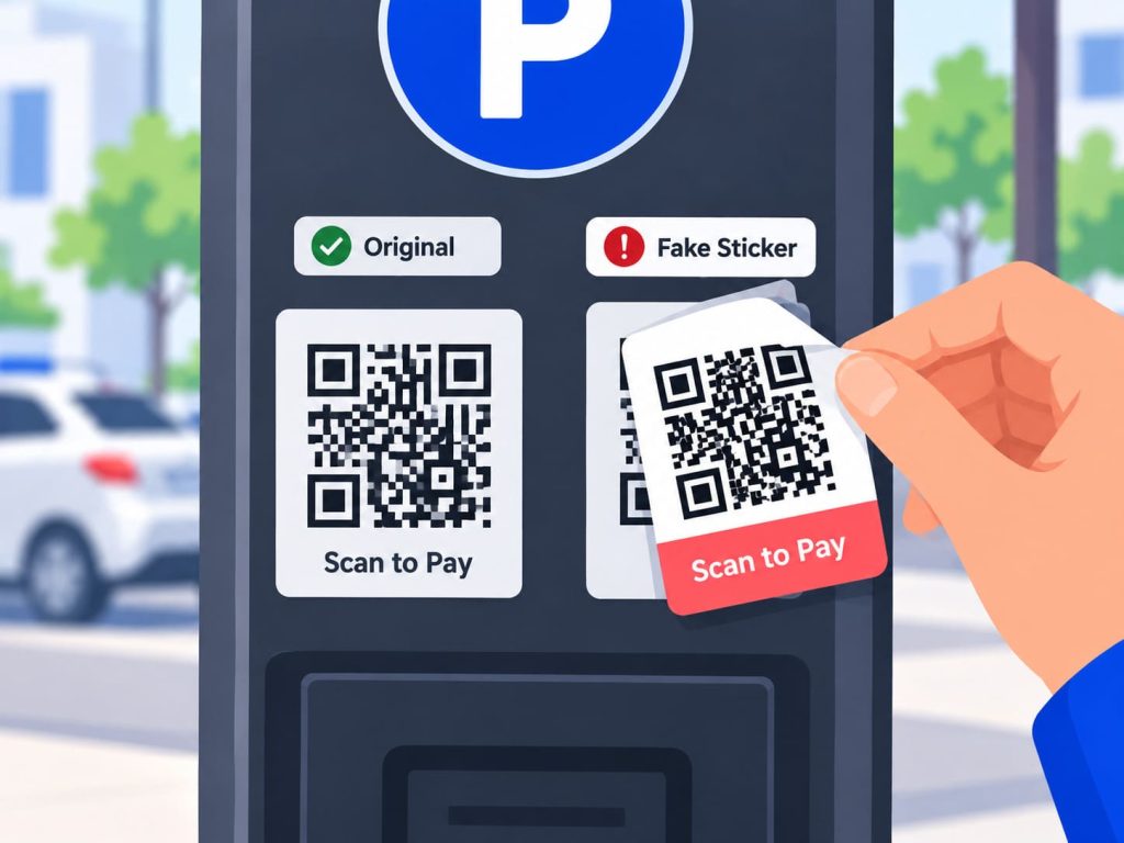 QR code scams stickers used in a quishing attack