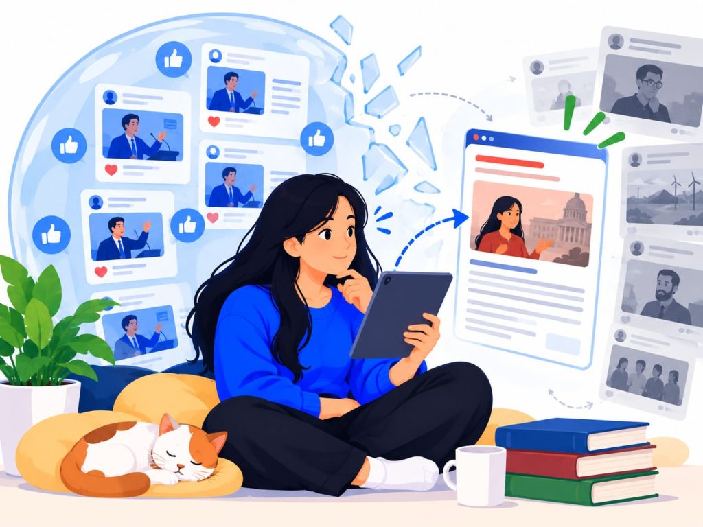 breaking out of a filter bubble by seeking a differing perspective