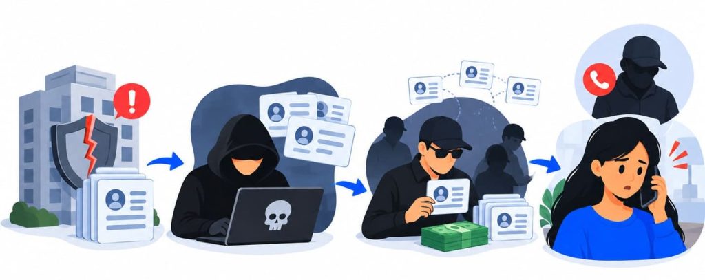 cybercrime economy showing how stolen data moves between groups