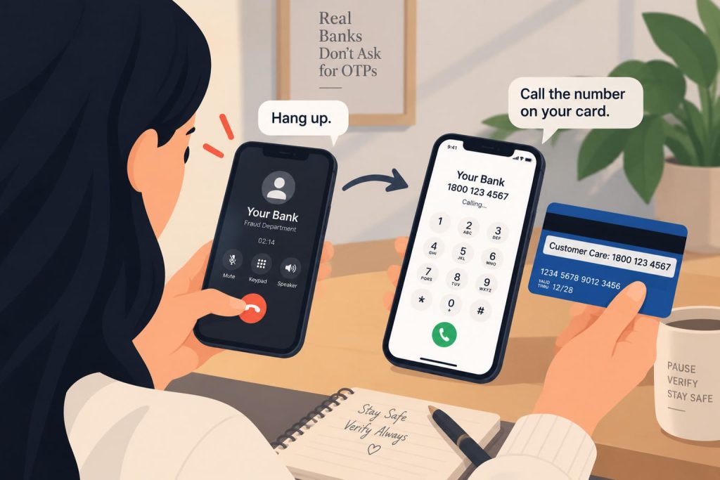 fake bank call verifying call by checking using number