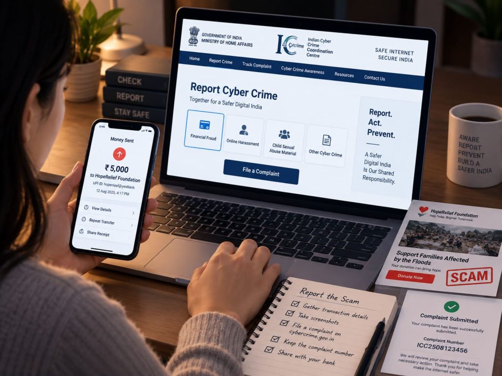 fake charity reporting through govt portal