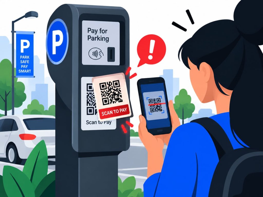 fake messages quishing scam using a fake QR code sticker