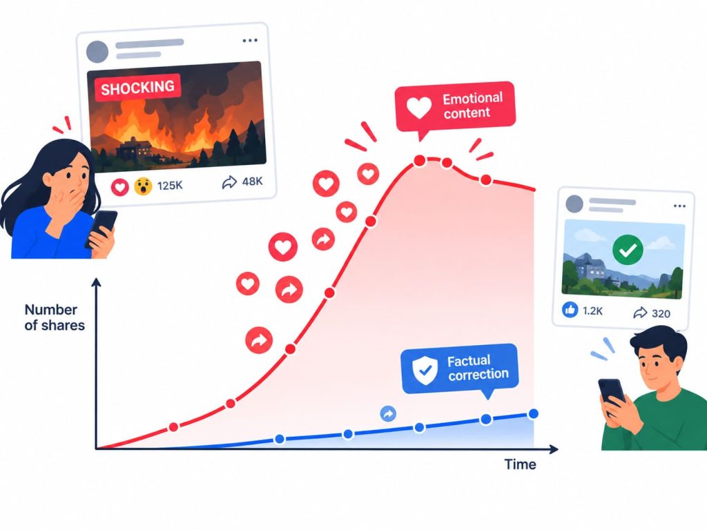 real news from fake emotional content outpacing a factual correction