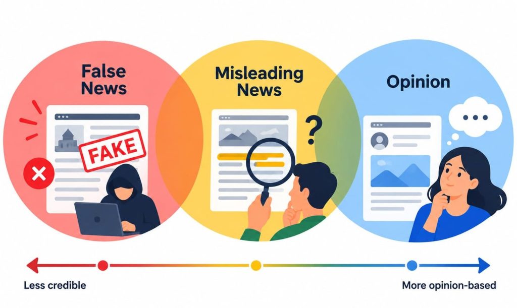 real news from fake the spectrum on misleading and opinion