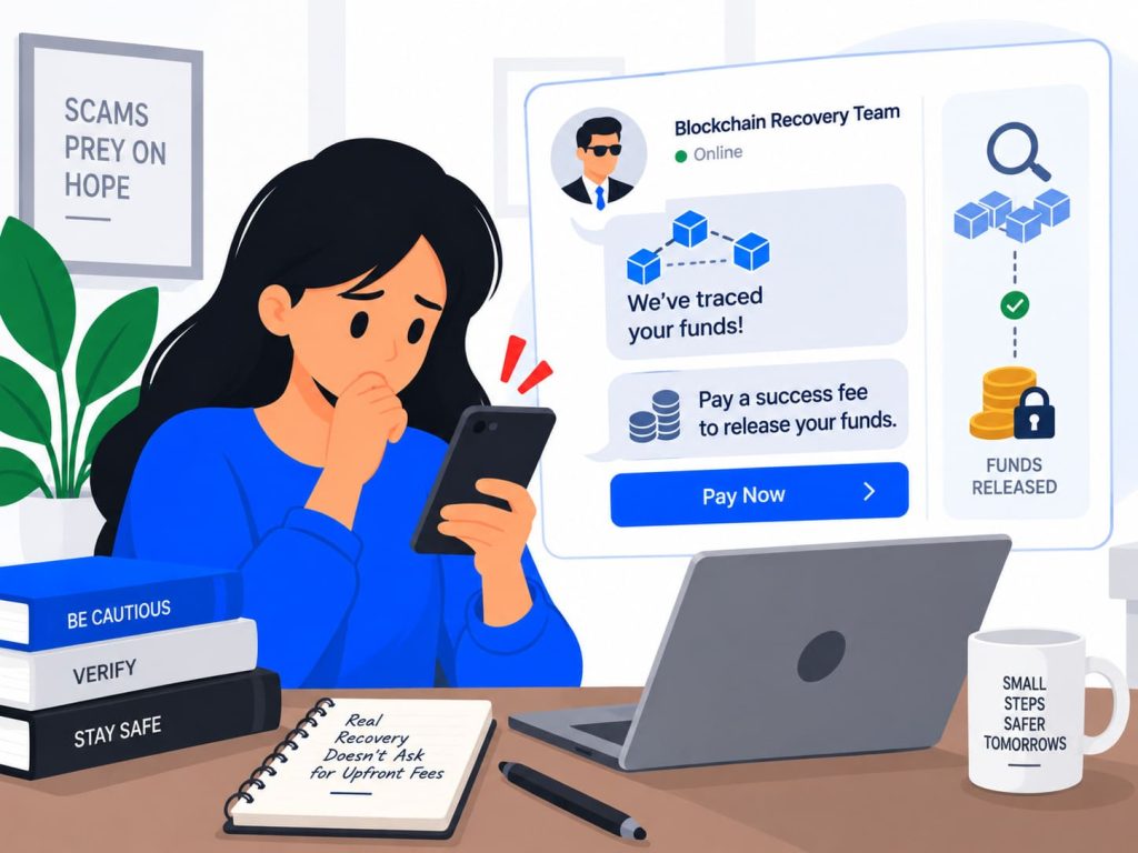 recovery scam requesting an upfront fee