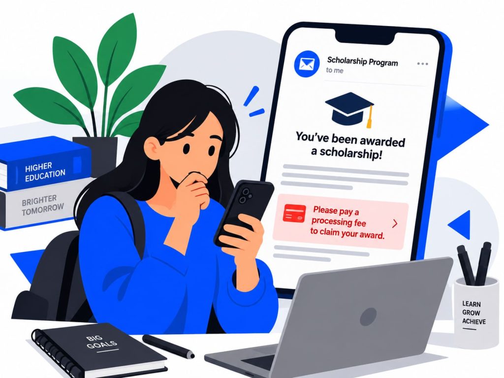 scholarship scam requesting a processing fee